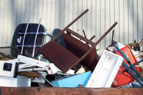 Workers managing construction waste clearance